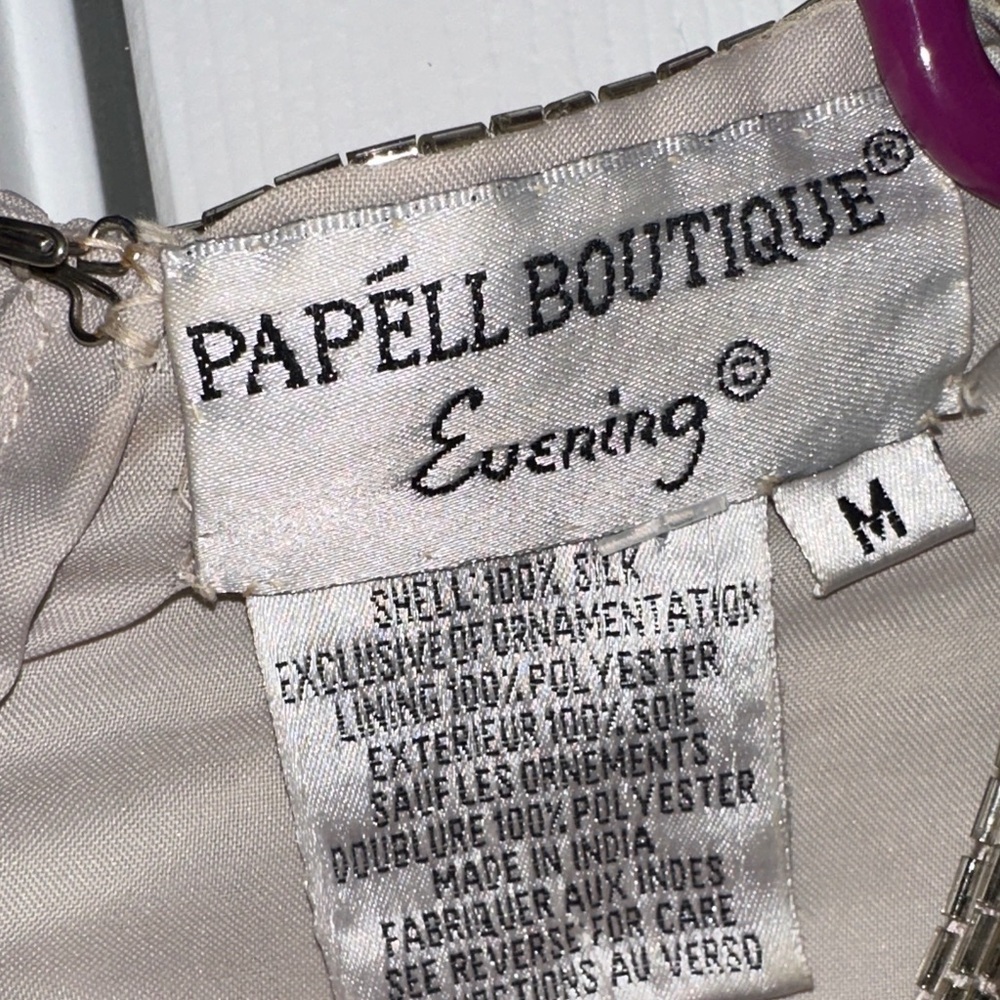 Papell Boutique Cream Beaded Blouse 100% Silk - Picture 3 of 8